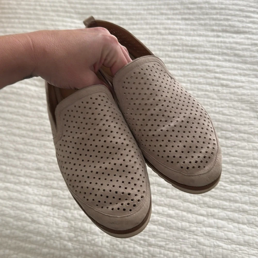 Franco Sarto Taupe Perforated Loafers
